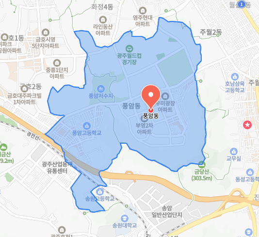 풍암동 지도 이미지